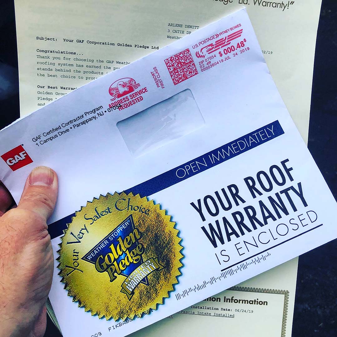 roofing warranty certificate.